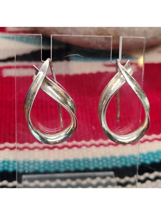 Unbranded Jewelry - Sterling Silver Awareness Ribbon Pierced Crossover Hoop Earrings 4.6g